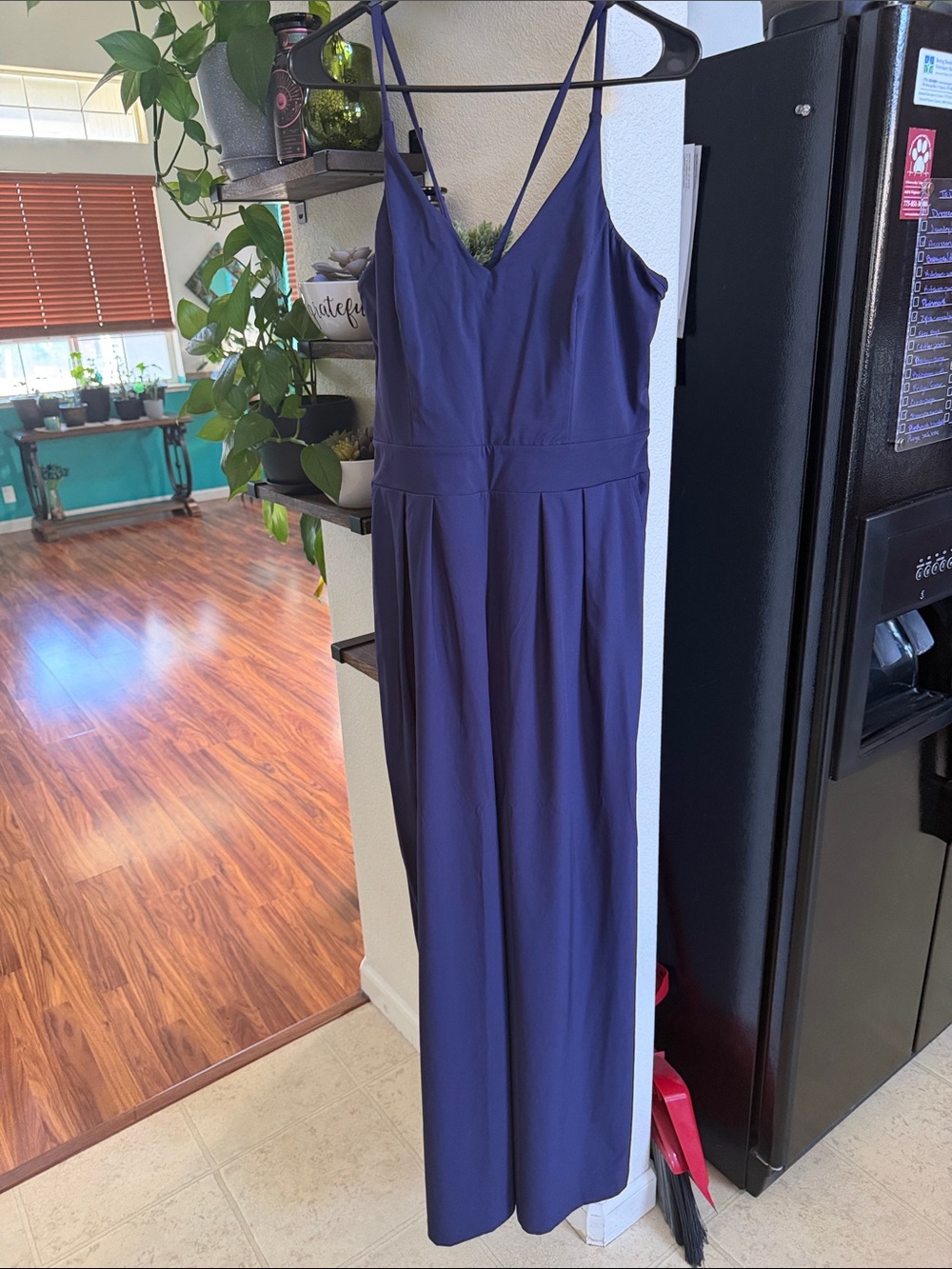 HALARA Deep Navy V-Neck Wide Leg Jumpsuit